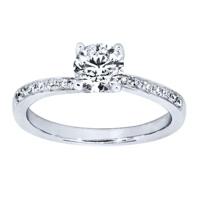 Diamond Accented Engagement Ring 14K White Gold (0.80ct tw)