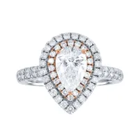 Pear Shape Diamond Engagement Ring 18K White and Rose Gold (1.69 ct