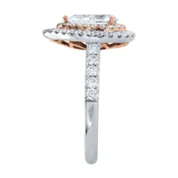 Pear Shape Diamond Engagement Ring 18K White and Rose Gold (1.69 ct