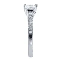 GIA Certified Engagement Ring With One Carat Princess Cut Diamond Cent