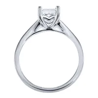 GIA Certified Engagement Ring With One Carat Princess Cut Diamond Cent
