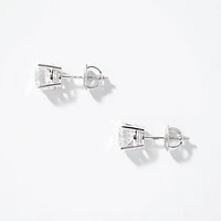 Lab Grown Round Cut Diamond Stud Earrings in 14K White Gold ( ct t