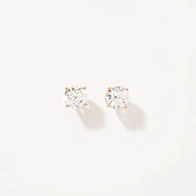 Lab Grown Round Cut Diamond Stud Earrings in 14K Yellow Gold ( ct