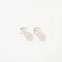 Lab Grown Round Cut Diamond Stud Earrings in 14K Yellow Gold ( ct