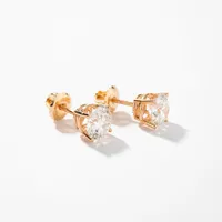 Lab Grown Round Cut Diamond Stud Earrings in 14K Yellow Gold ( ct