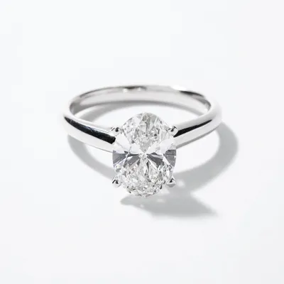 Lab Grown Oval Cut Diamond Engagement Ring 14K White Gold ( ct