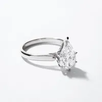 Lab Grown Pear Cut Diamond Engagement Ring 14K White Gold (2.00 ct