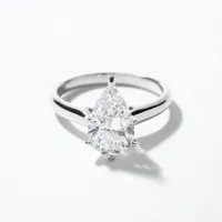 Lab Grown Pear Cut Diamond Engagement Ring 14K White Gold (2.00 ct