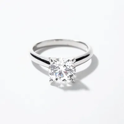 Lab Grown Round Cut Diamond Engagement Ring 14K White Gold ( ct