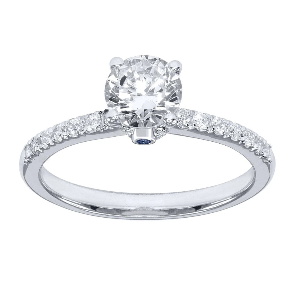 Lumina "Embrace" Ideal Cut Diamond Engagement Ring with Sapphire Accen