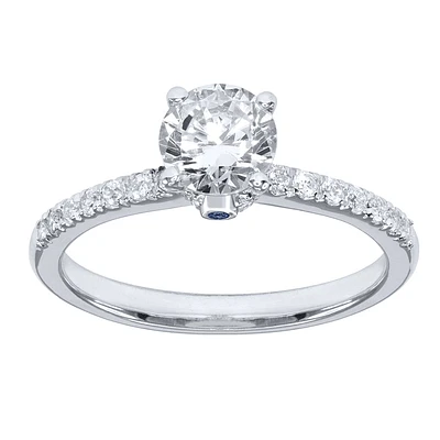 Lumina "Embrace" Ideal Cut Diamond Engagement Ring with Sapphire Accen