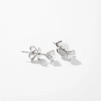 Lumina Ideal Cut Diamond Magnolia Solitaire Earrings in 18K White Gold