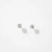 Lumina Ideal Cut Diamond Magnolia Solitaire Earrings in 18K White Gold