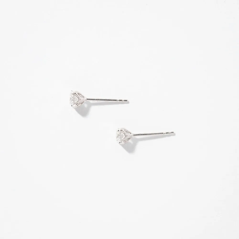 Lumina Ideal Cut Diamond Magnolia Solitaire Earrings in 18K White Gold