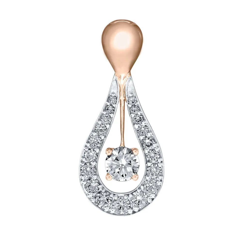 Lumina Ideal Cut Diamond 18K Pendant in White and Rose Gold (0.69ct tw