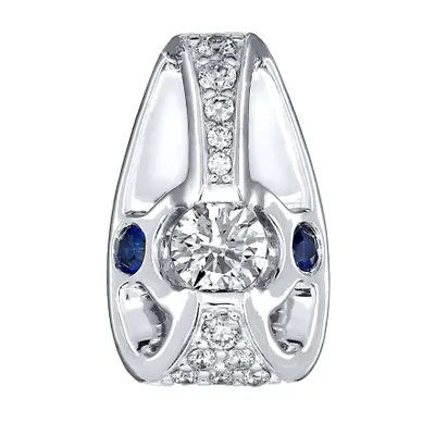 Lumina Ideal Cut Diamond and Sapphire 18K Pendant in White Gold (0.43c