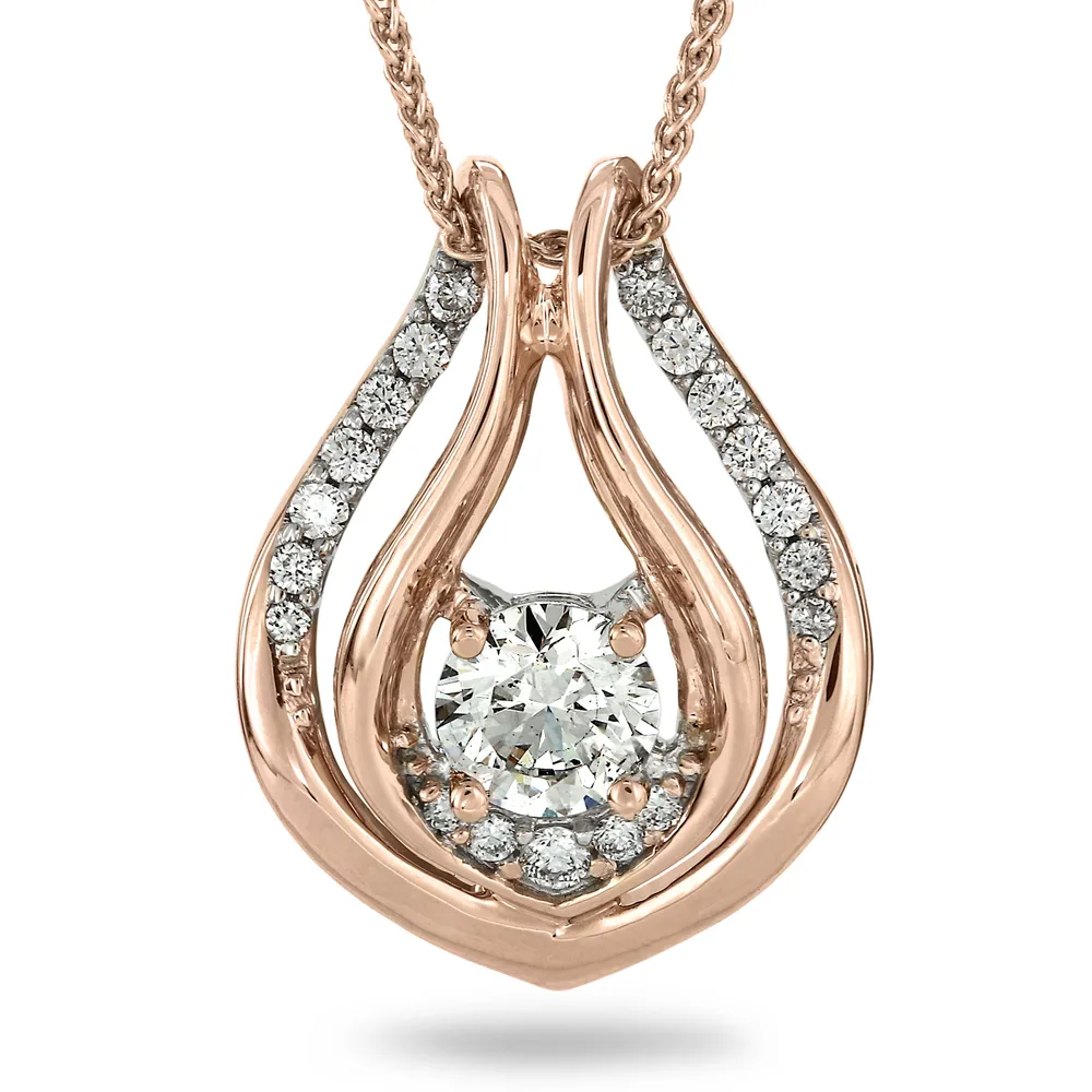 Lumina Ideal Cut Diamond 18K Pendant in Rose and White Gold (0.53ct tw