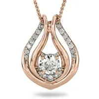 Lumina Ideal Cut Diamond 18K Pendant in Rose and White Gold (0.53ct tw