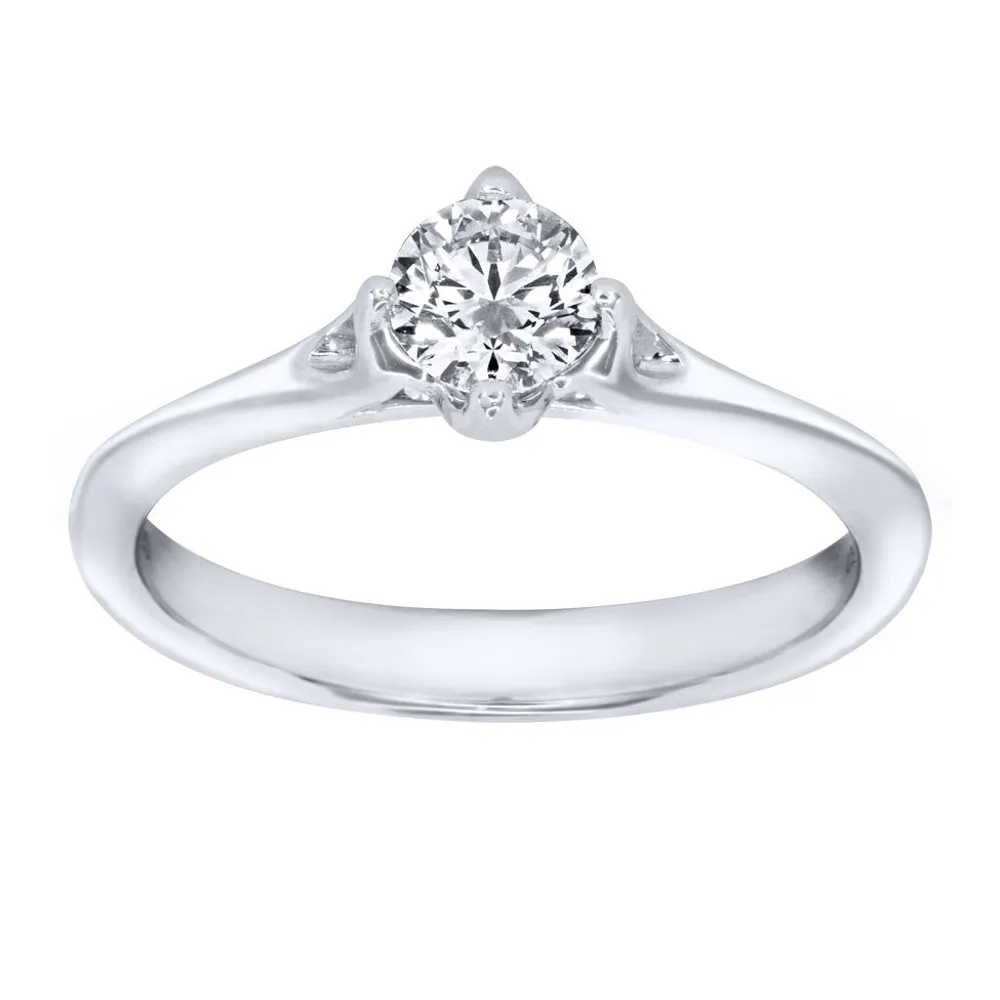 Lumina Ideal Cut Diamond Magnolia Solitaire Engagement Ring 18K Whi