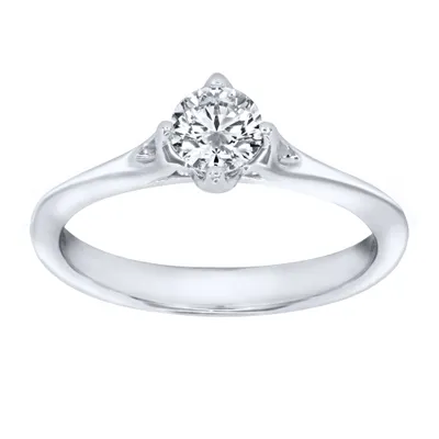 Lumina Ideal Cut Diamond Magnolia Solitaire Engagement Ring 18K Whi