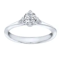 Lumina Ideal Cut Diamond Magnolia Solitaire Engagement Ring 18K Whi