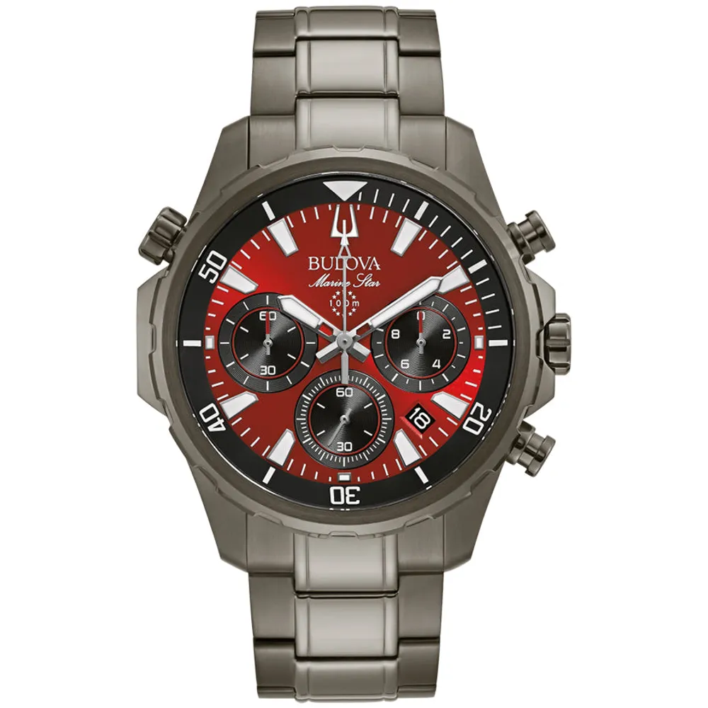 Bulova Marine Star Men's Chronograph Watch With Red Dial | 98B350