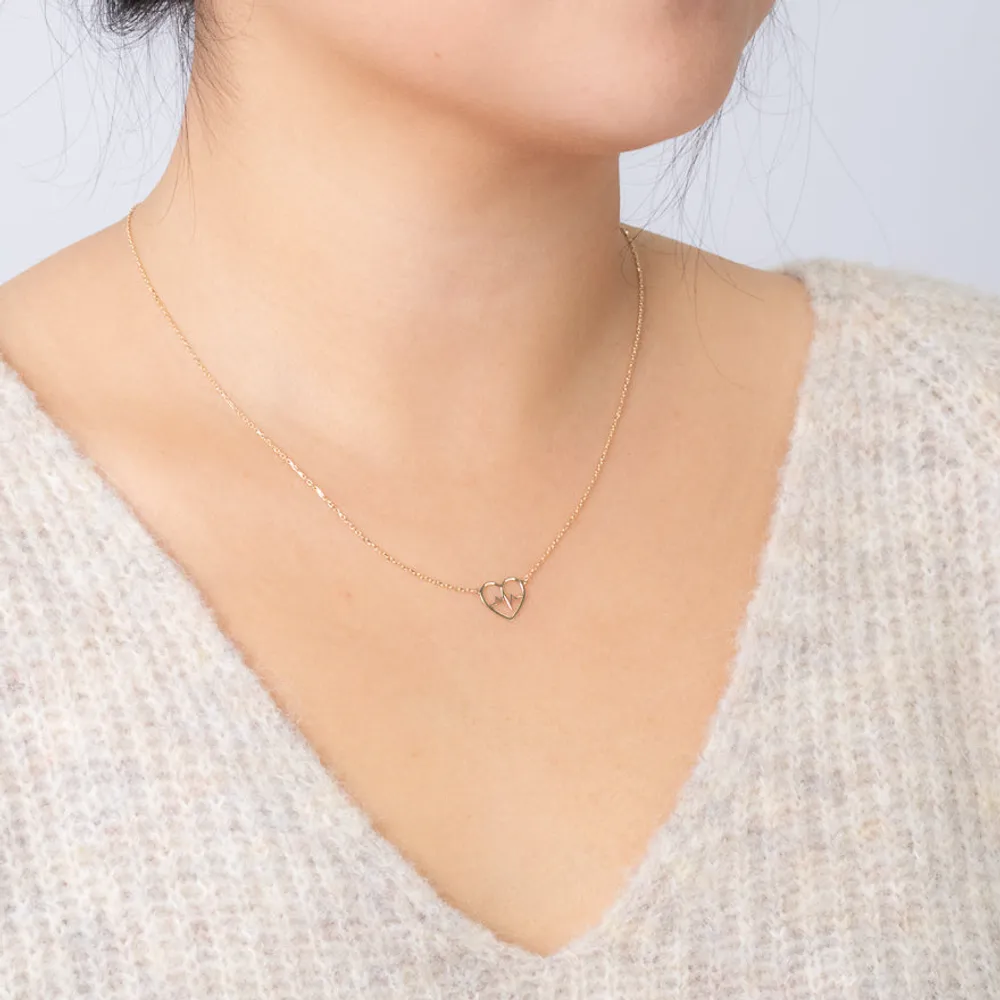 Heartbeat Pendant Necklace in 10K Yellow Gold