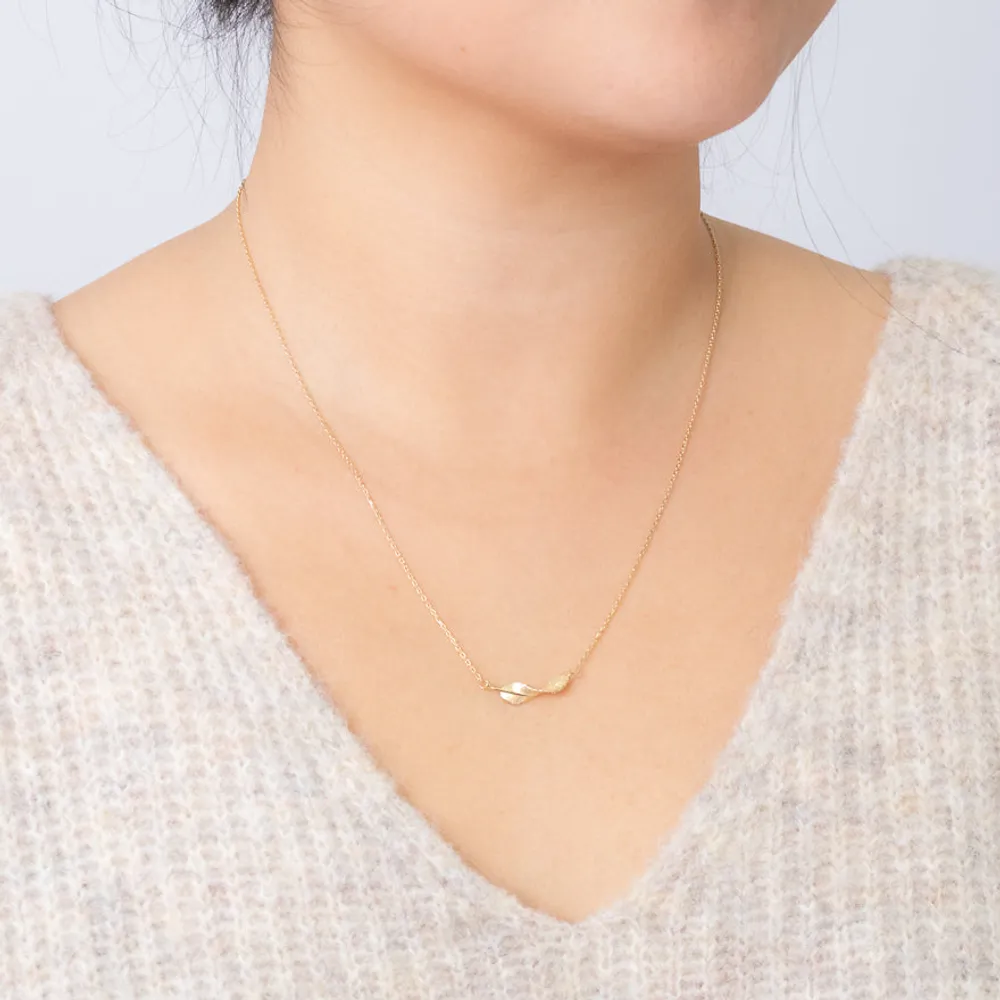 Twisted Leaf Pendant Necklace in 10K Yellow Gold