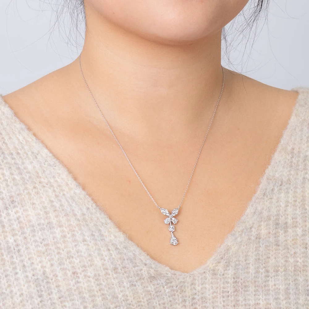 Butterfly Style Pendant with Removable Drop in 10K White Gold (1.00 ct