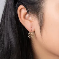 Open Leaf Drop Earrings In 10K Yellow Gold