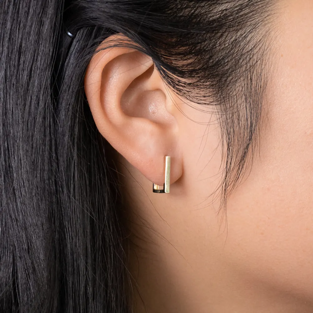 Rectangle Hoop Earrings in 10K Yellow Gold