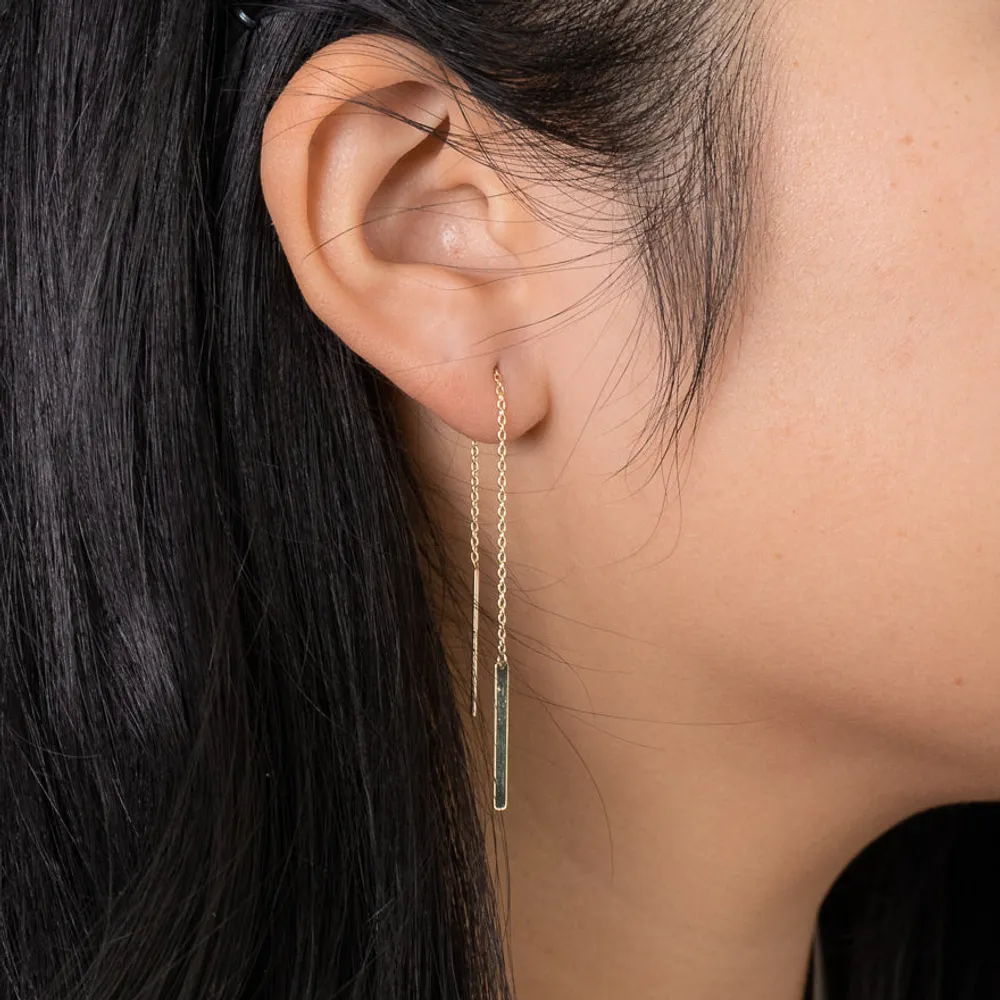 Pull Through Drop Earrings in 10K Yellow Gold