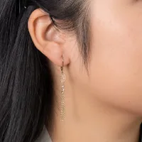 Open Leaf Tassel Drop Earrings in 10K Yellow Gold