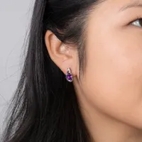 Oval Shape Amethyst Earrings in 10K White Gold