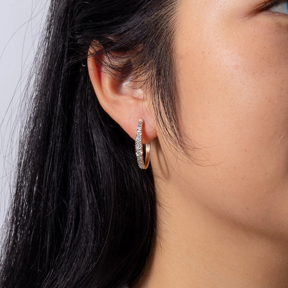 -Fara- Diamond Oval Shape Hoop Earrings In 10K Yellow Gold (0.50 ct tw