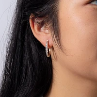 -Fara- Diamond Oval Shape Hoop Earrings In 10K Yellow Gold (0.50 ct tw