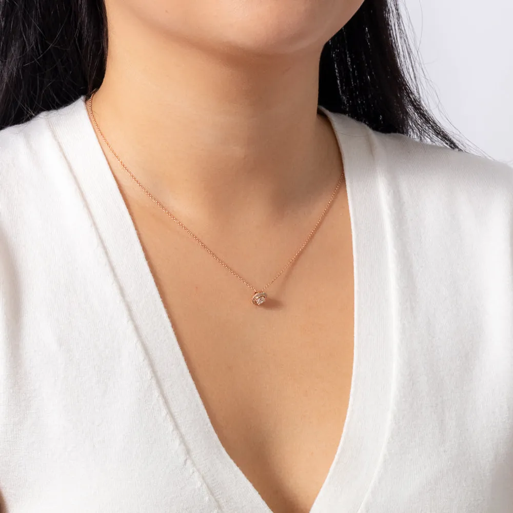 Diamond Halo Pendant Necklace in 14K Rose Gold (0.38 ct tw)