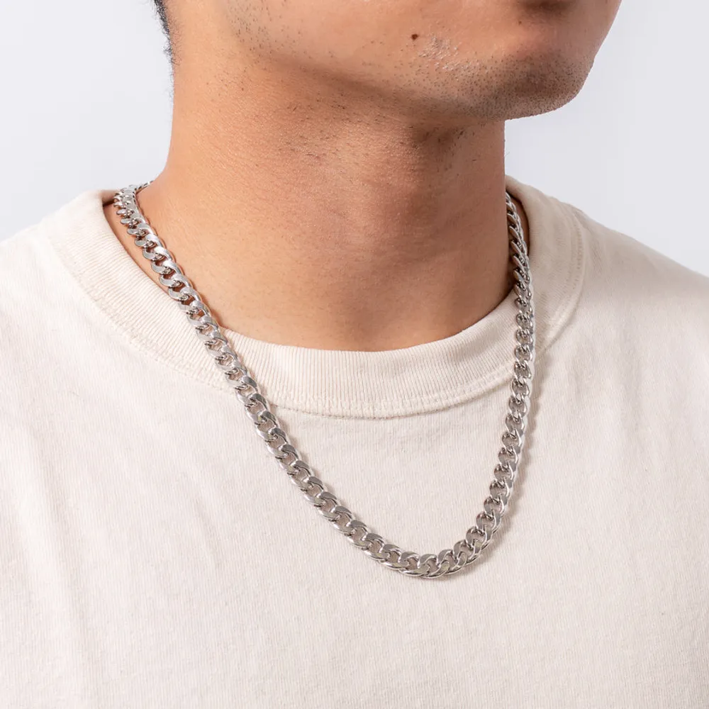 8.5mm Light Silver Cuban Chain (22")