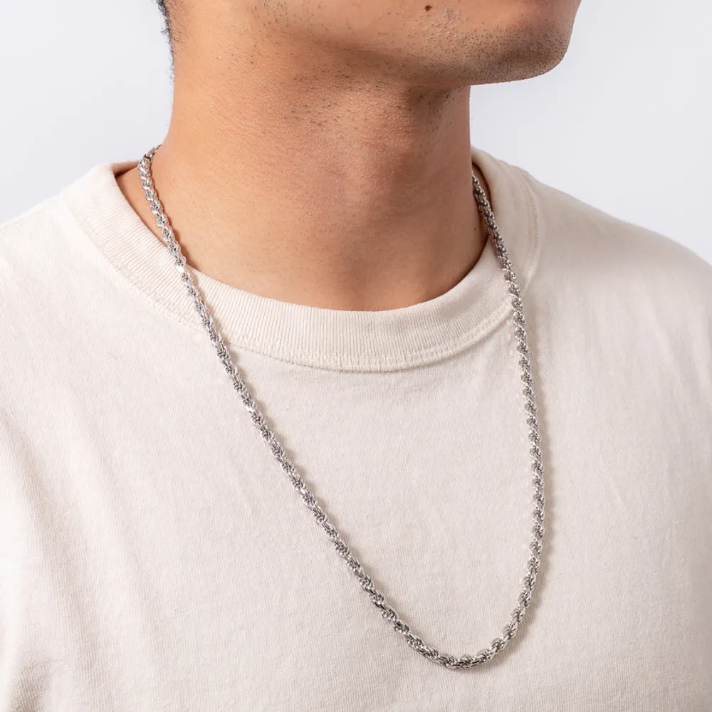 Silver 4.38mm Diamond Cut Rope Chain (26")