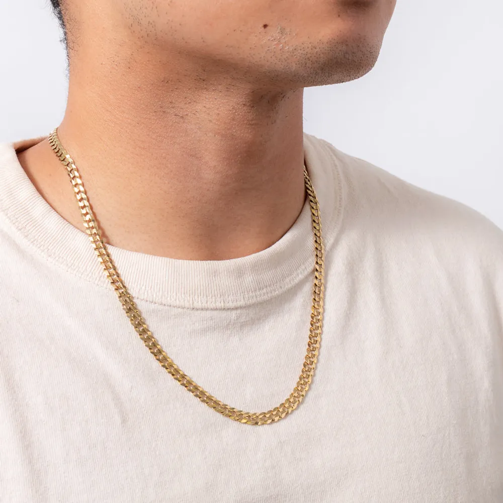 6mm Concave Curb Chain in 10K Italian Yellow Gold (22”)