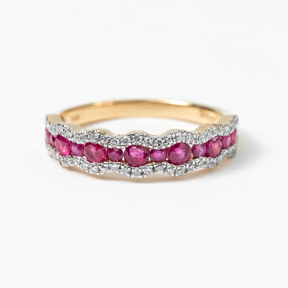 Ruby and Diamond Ring 14K Yellow Gold