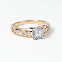 Princess Cut Diamond Engagement Ring 10K Yellow and White Gold (0.3