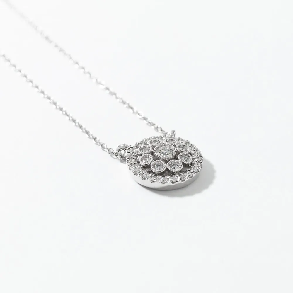 Diamond Cluster Pendant in 10K White Gold (0.50 ct tw)