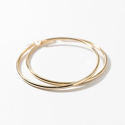 50mm Tube Hoop Earrings in 10K Yellow Gold