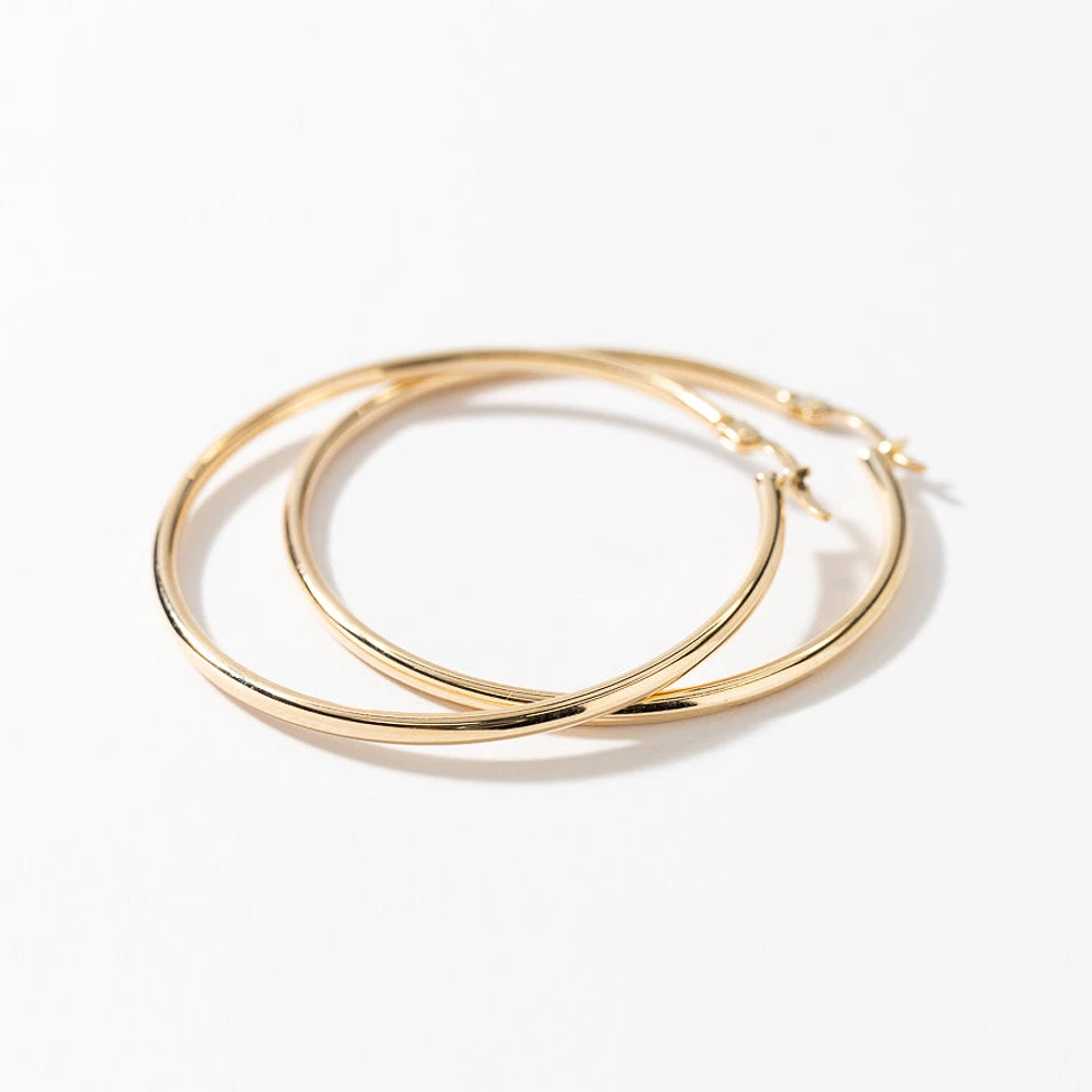 2mmx40mm Tube Hoop Earrings in 10K Yellow Gold