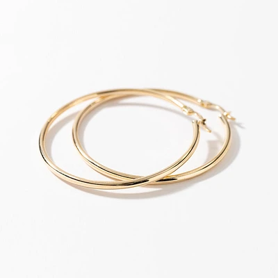2mmx40mm Tube Hoop Earrings in 10K Yellow Gold