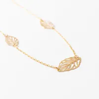 Cutout Leaf Necklace in 10K Yellow Gold