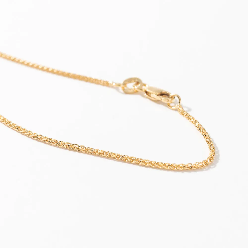 10K Yellow Gold Diamond Cut Square 1.2mm Wheat Chain (18")