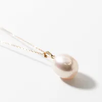 10-11mm Single Pearl Pendant Necklace in 14K Yellow Gold