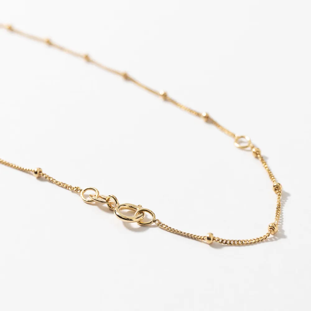 Mini Bead Station Chain in 10K Yellow Gold (18”)